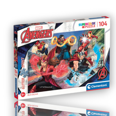 Puzzle 104 pezzi Marvel Avengers Effetto Glitter