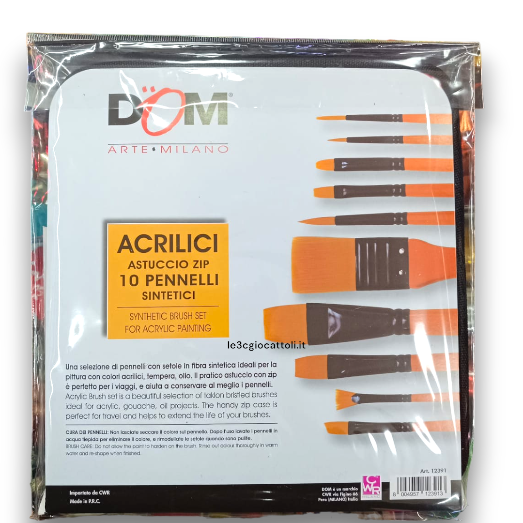 Astuccio 10 Pennelli per Acrilico