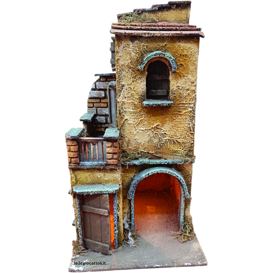 Caseggiato in legno per presepe 10 cm 2 piani