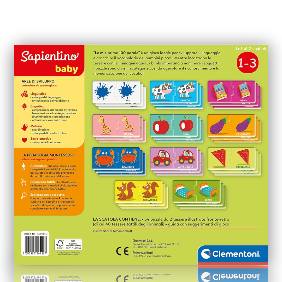 Clementoni Sapientino Baby Le Mie Prime 100 Parole Montessori