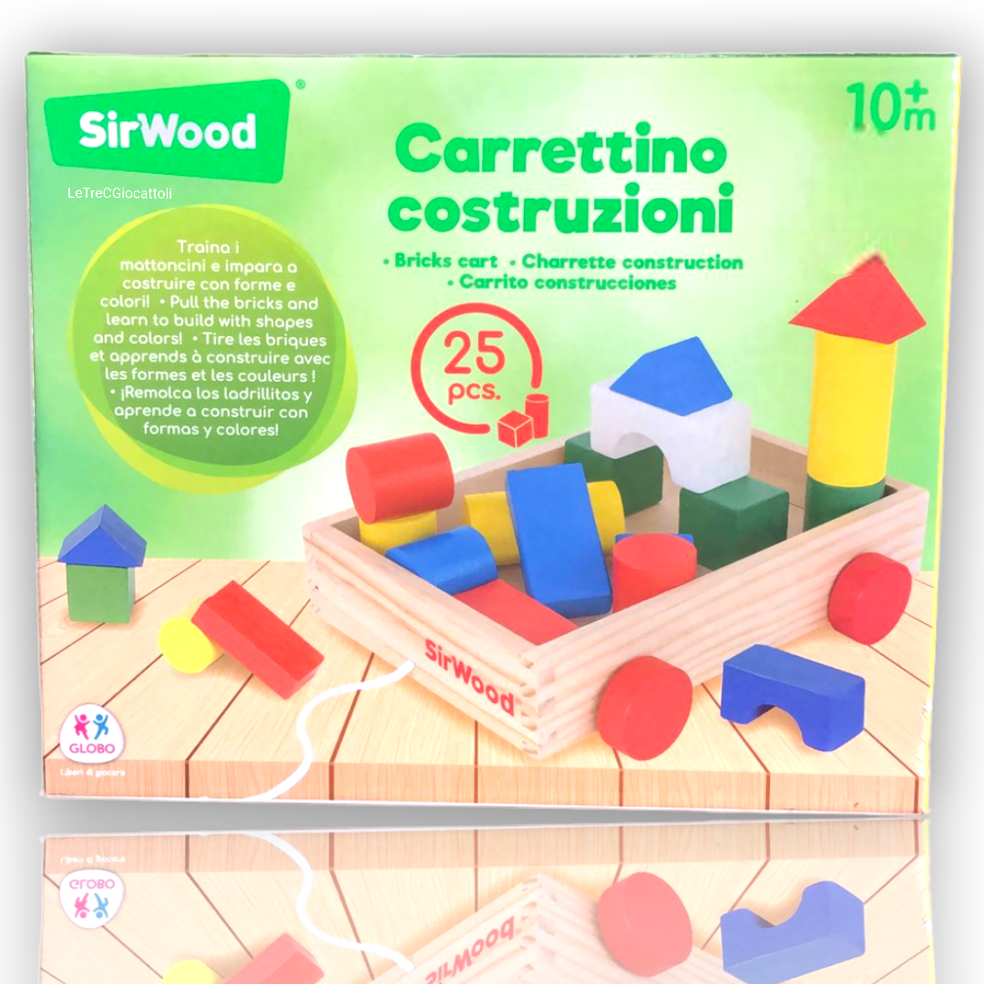 Carrettino costruzioni 25 pezzi in legno