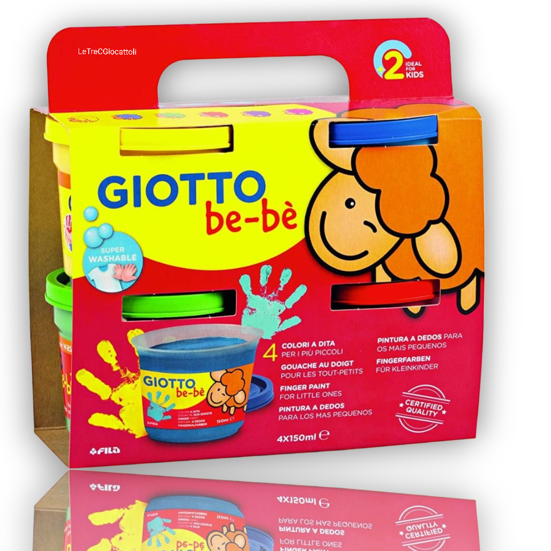 Colori a dita Giotto Bebè - 4 colori super lavabili e sicuri