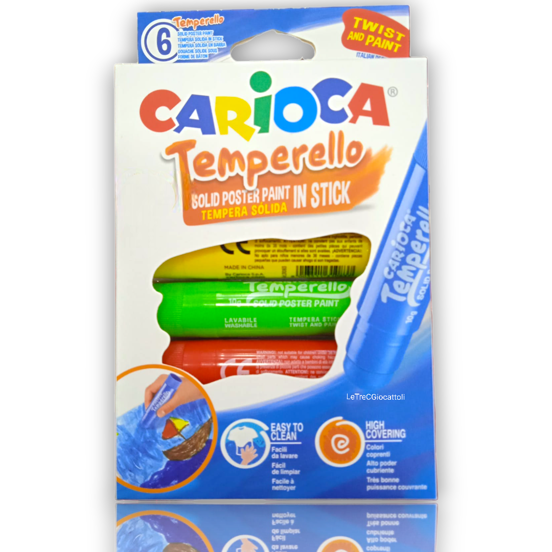 Carioca Temperello Tempera Solida 6 Stick solida innovativa lavabile –  le3cgiocattoli
