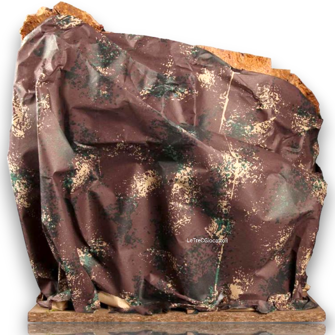 Presepe napoletano artigianale con ruscello e luci 30x20x28 cm