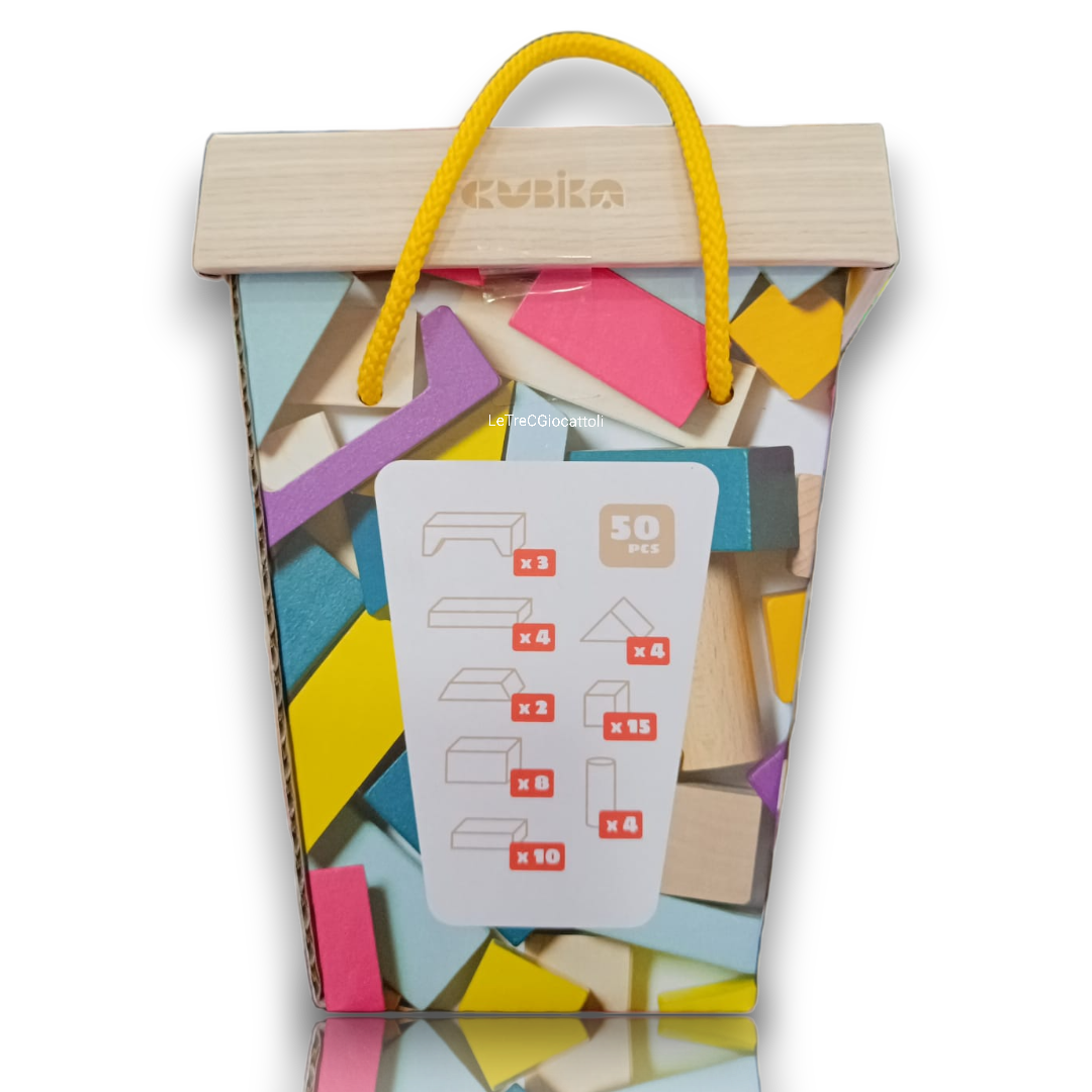 Cubika Costruzioni legno 50 pezzile3cgiocattoli