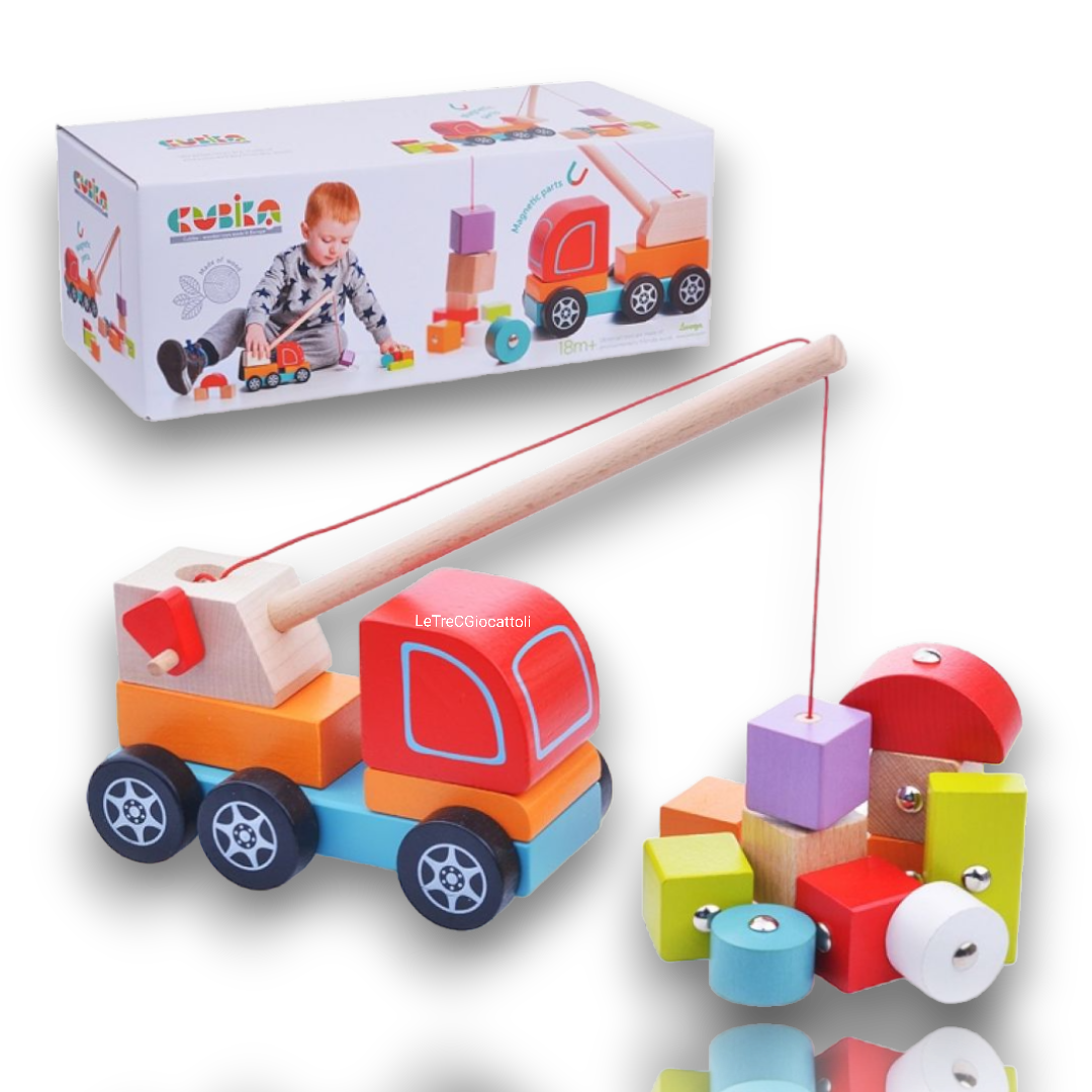 Cubika Gru in Legno con Magneti 14 pezzi