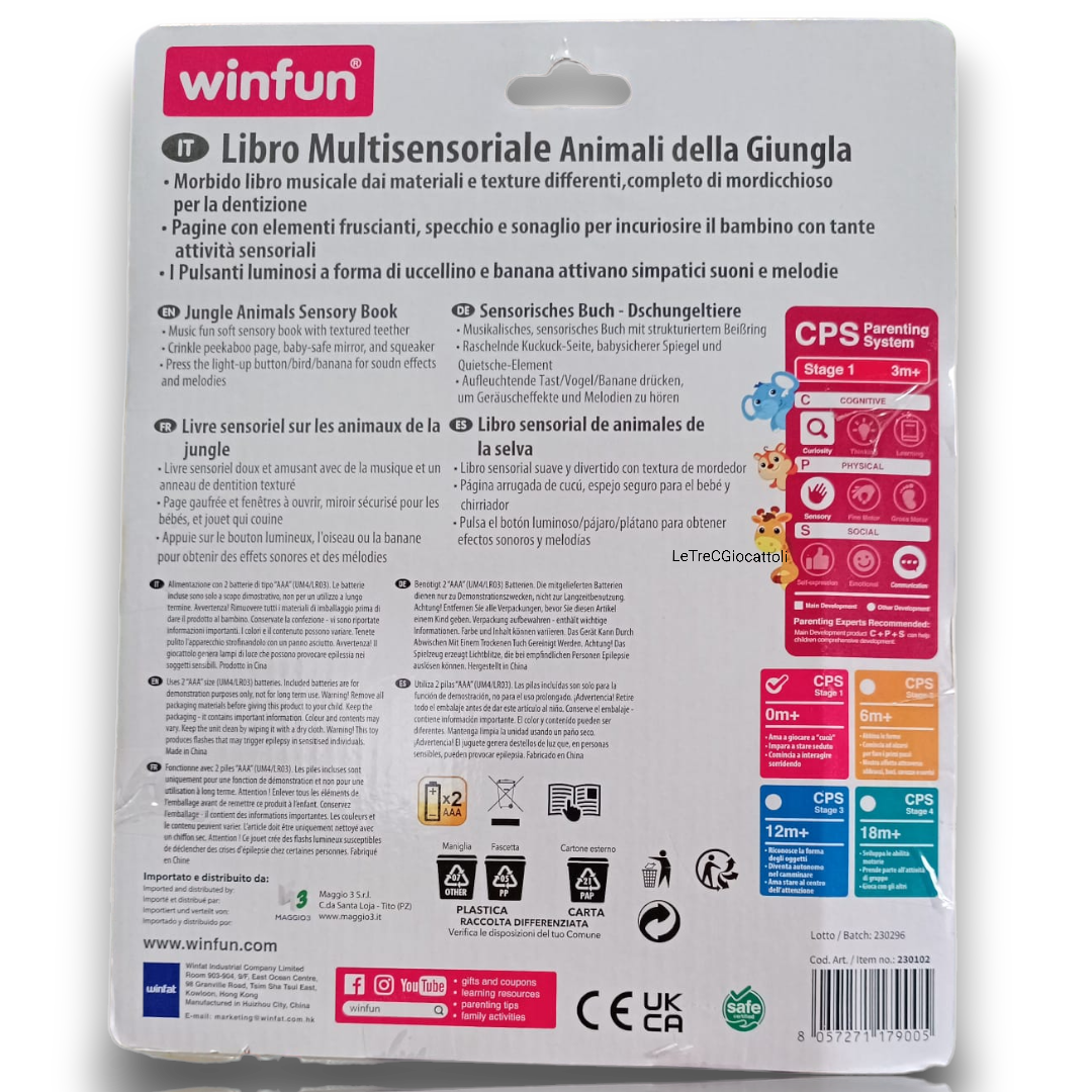 Winfun Libro sensoriale Animali della Giungla