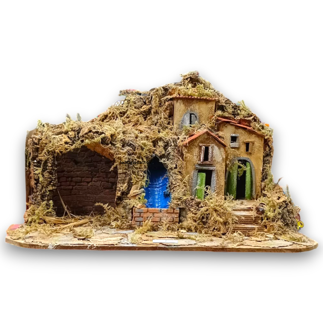 Presepe con Cascata e Casa 54x35x40