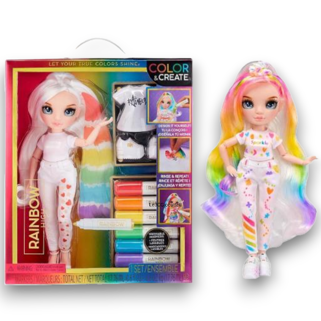 Rainbow high color & create fashion doll