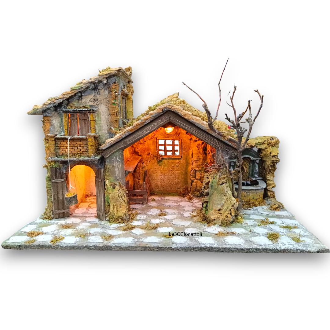 Casa con paniera con capanna e fontana