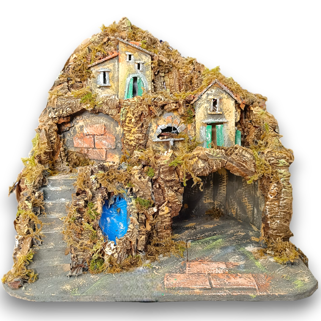 Presepe Napoletano artigianale L51xH50xP41 cm Cascata