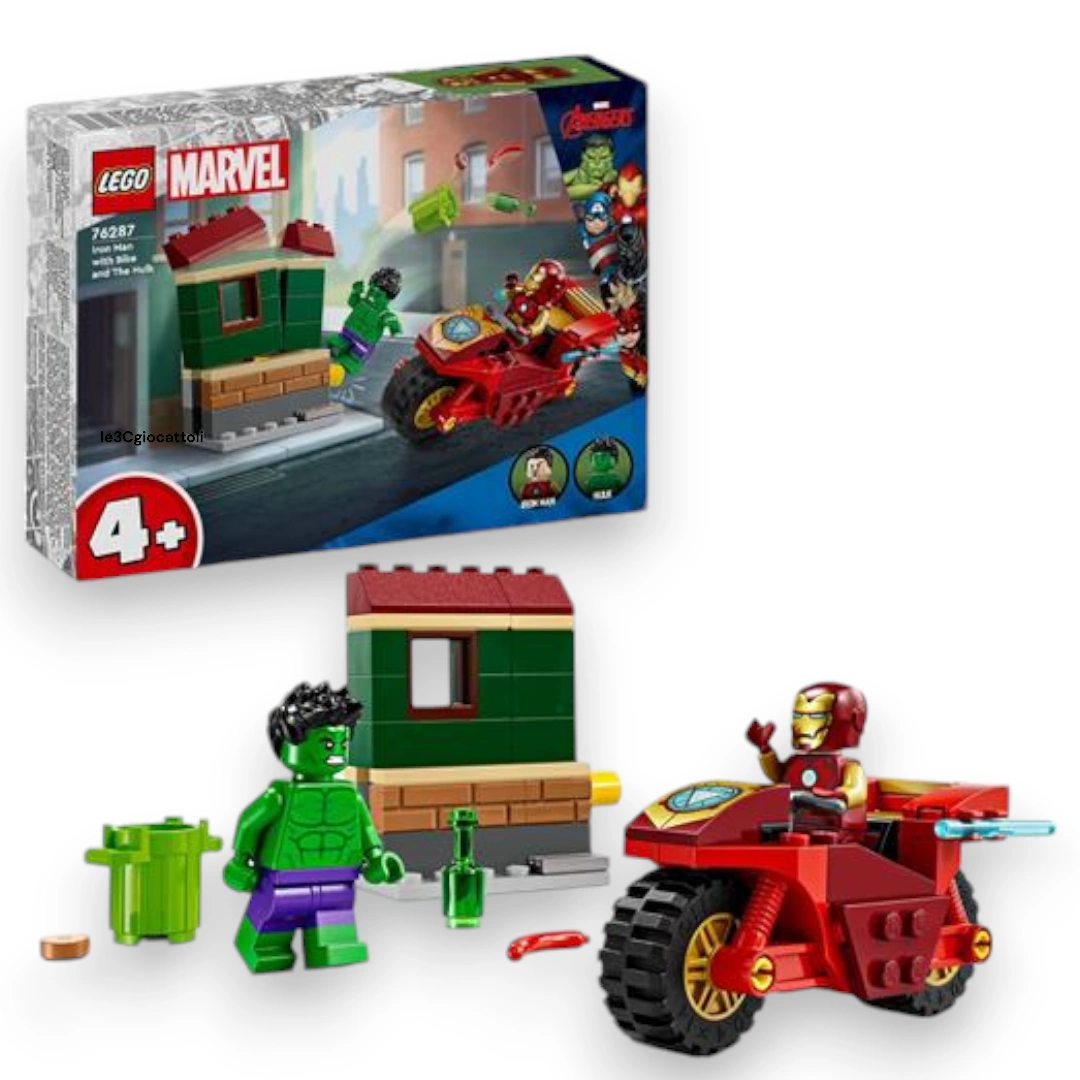 Lego Marvel 76287 Iron Man con Moto e The Hulk