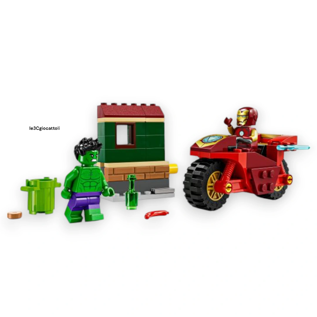 Lego Marvel 76287 Iron Man con Moto e The Hulk