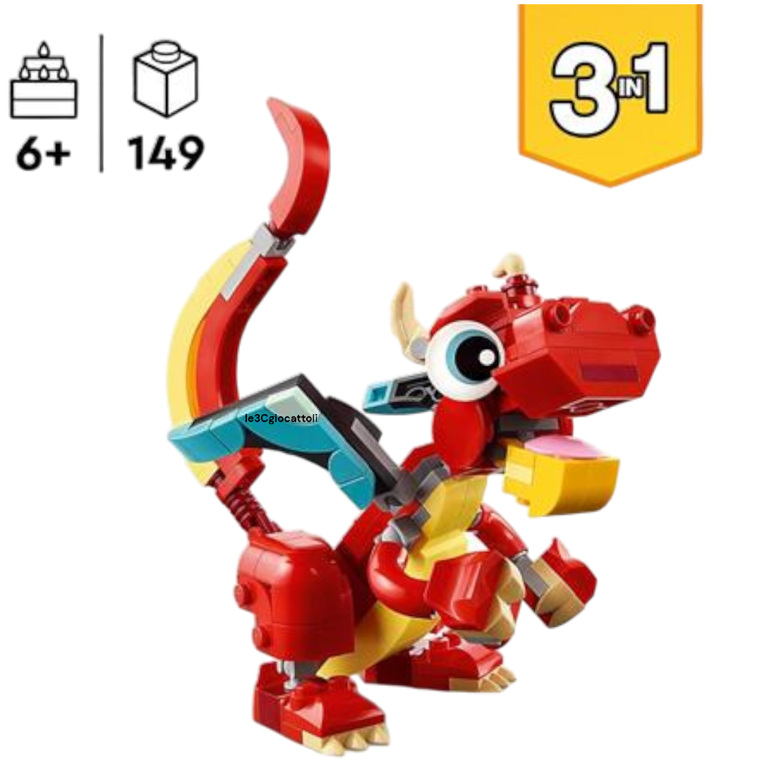 Lego Creator 31145 Drago Rosso 3in1