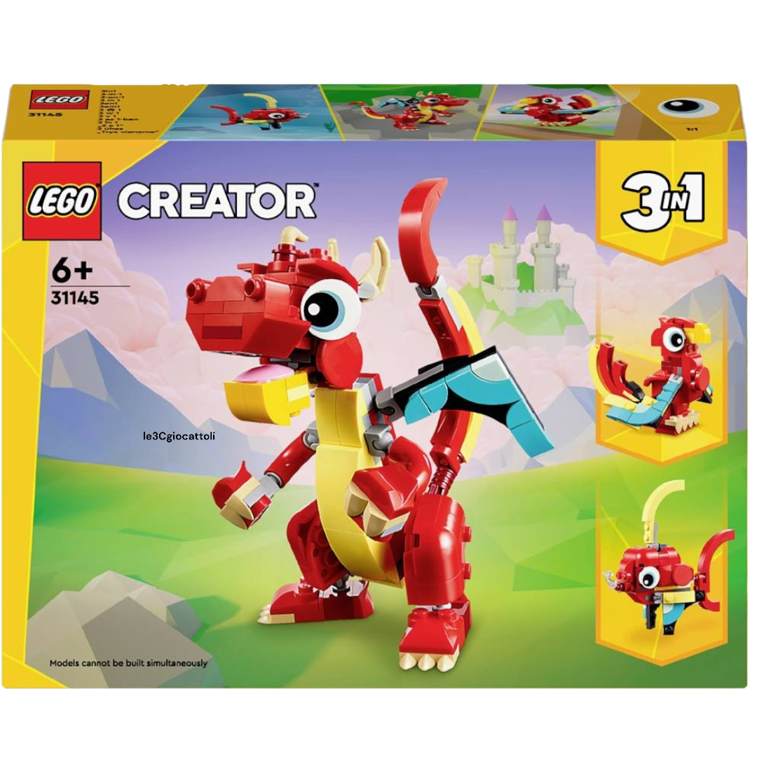 Lego Creator 31145 Drago Rosso 3in1