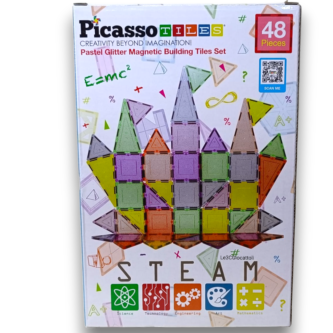 Picasso Costruzioni Piastrelle Magnetiche Glitter 48 pezzi