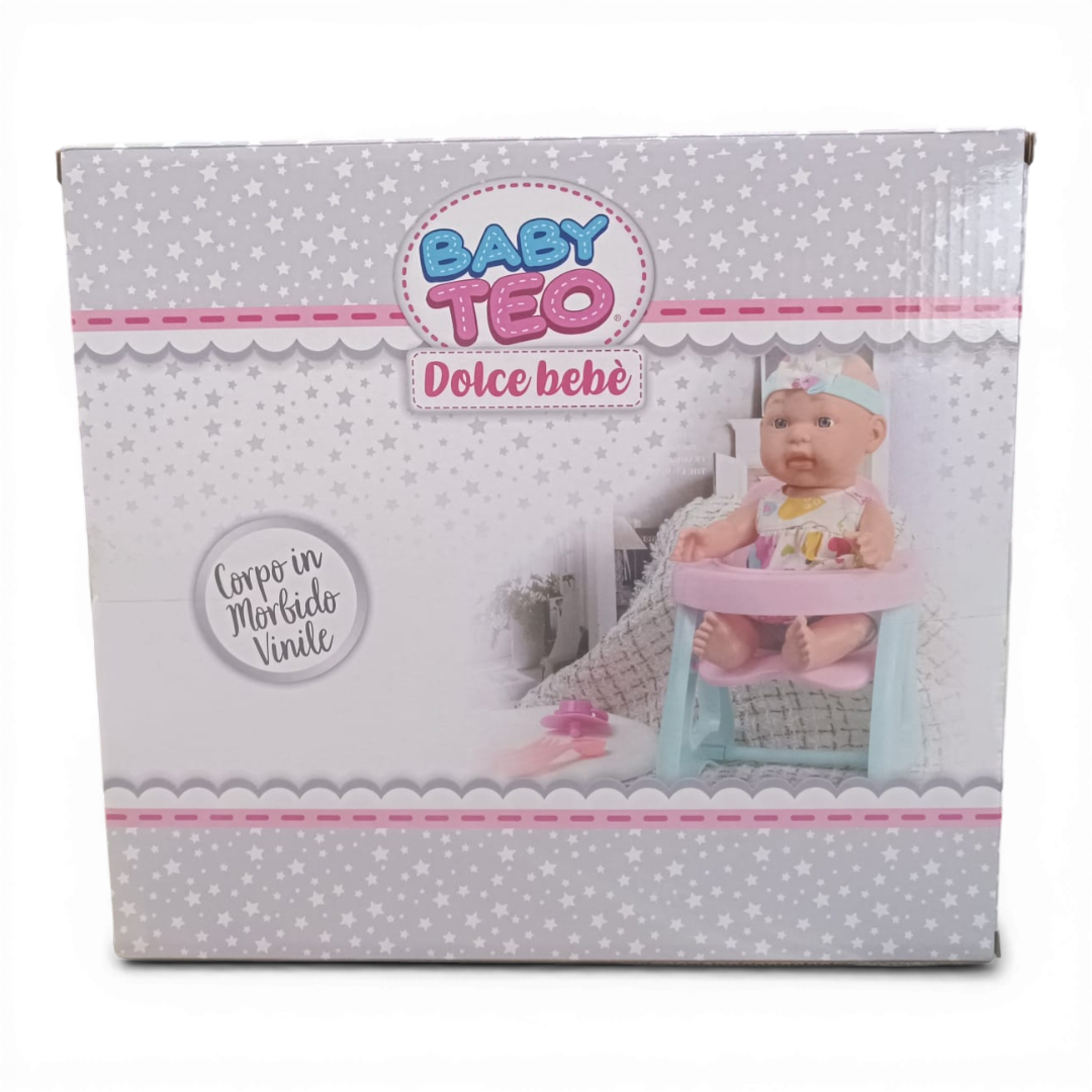 Baby Teo Dolce Bebe Set Con Pappa e Seggiolino