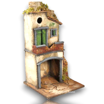 Casa presepe napoletano artigianale H38 L20 P20 cm