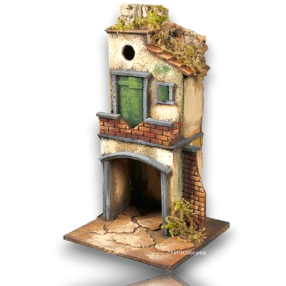 Casa presepe napoletano artigianale H38 L20 P20 cm