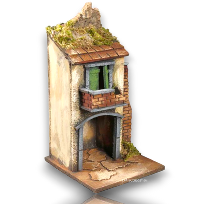 Casa presepe napoletano artigianale H38 L20 P20 cm