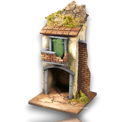 Casa presepe napoletano artigianale H38 L20 P20 cm