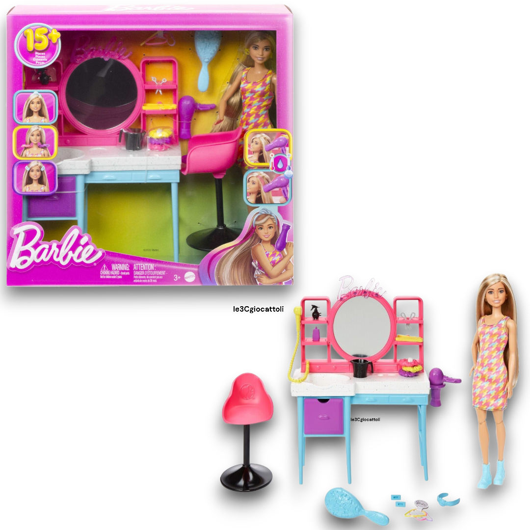 Barbie Playset Salone di Bellezza Bambola Super Chioma