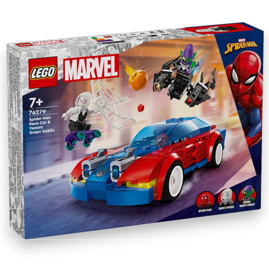 Lego Marvel 76279 Auto da Corsa di Spider-Man Ghost Spider e Venom Goblin