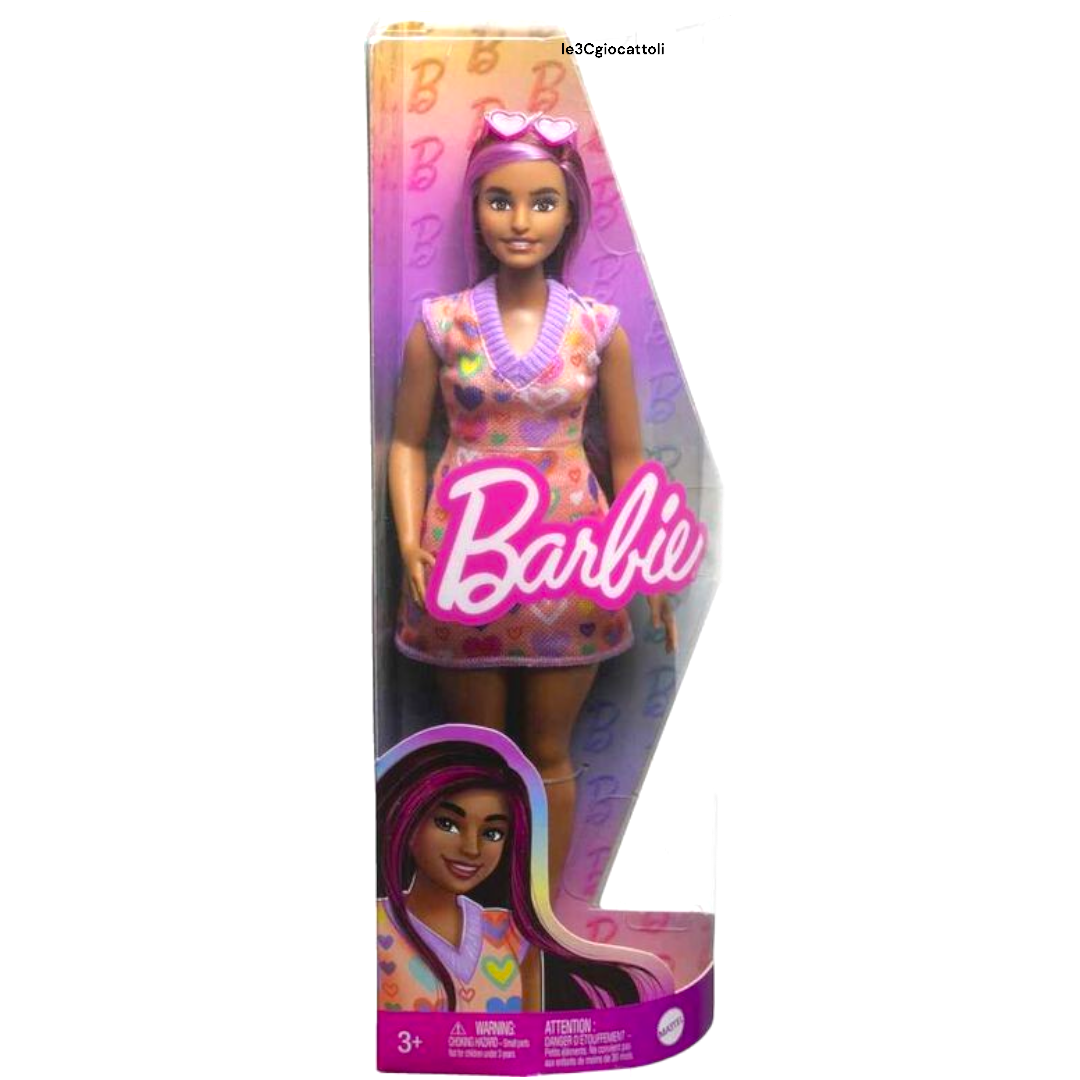 Barbie Fashionistas Abito Stampa a Cuore HJT04