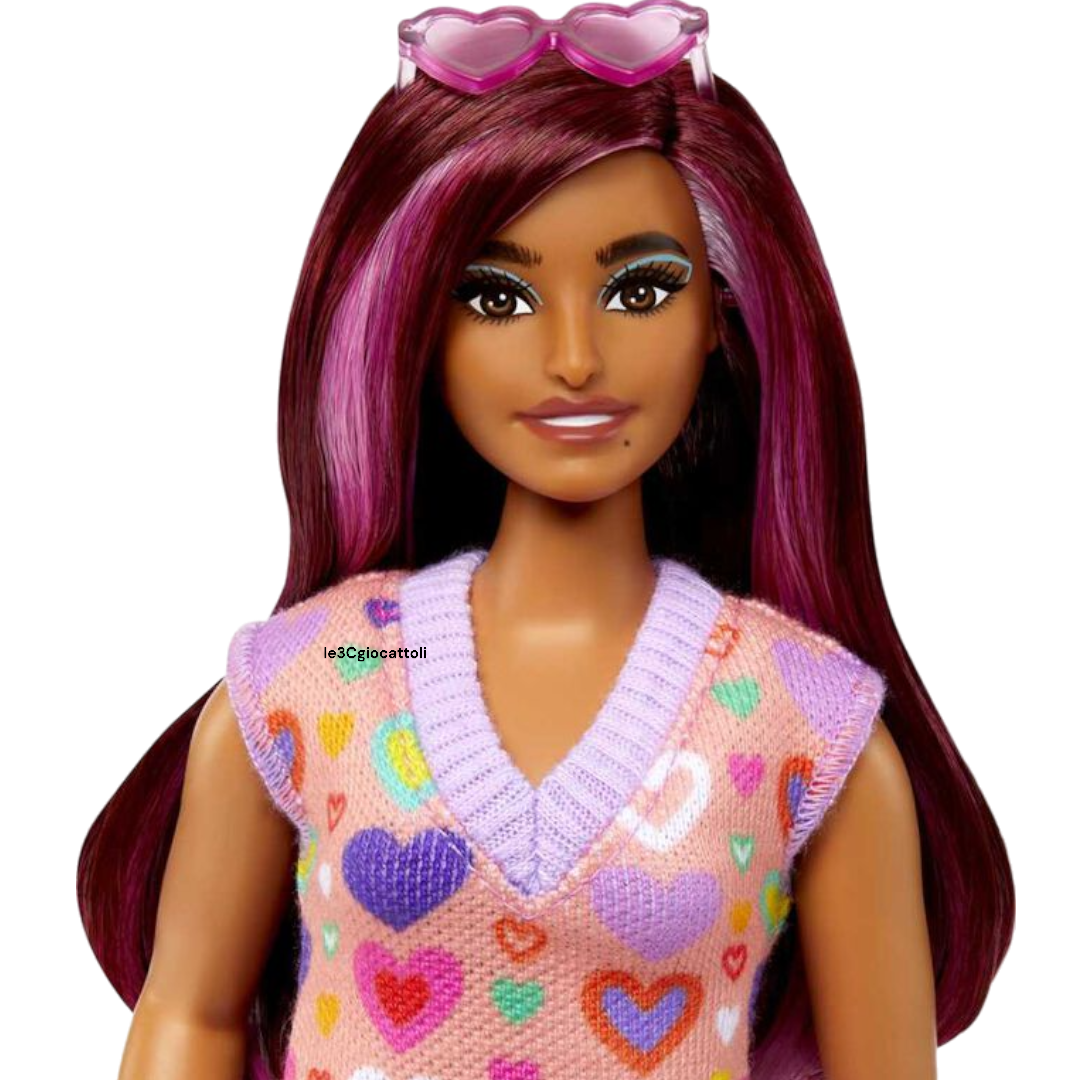 Barbie Fashionistas Abito Stampa a Cuore HJT04