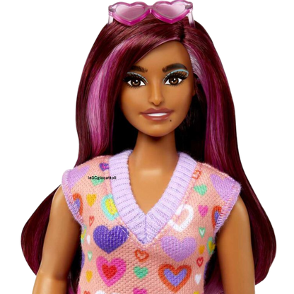 Barbie Fashionistas Abito Stampa a Cuore HJT04