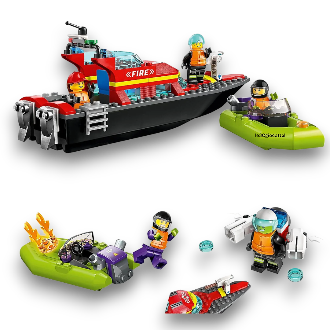 Lego City 60373 Barca di Soccorso Antincendio