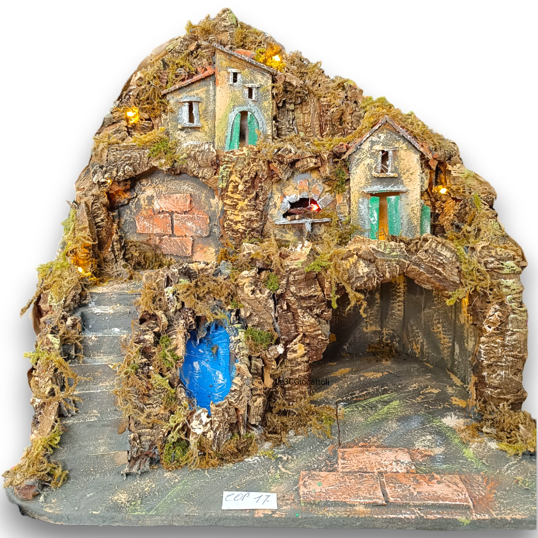 Presepe Napoletano artigianale L51xH50xP41 cm Cascata